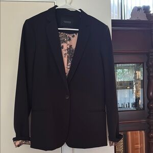 Scotch & Soda Black and Pink Blazer with Floral Lining